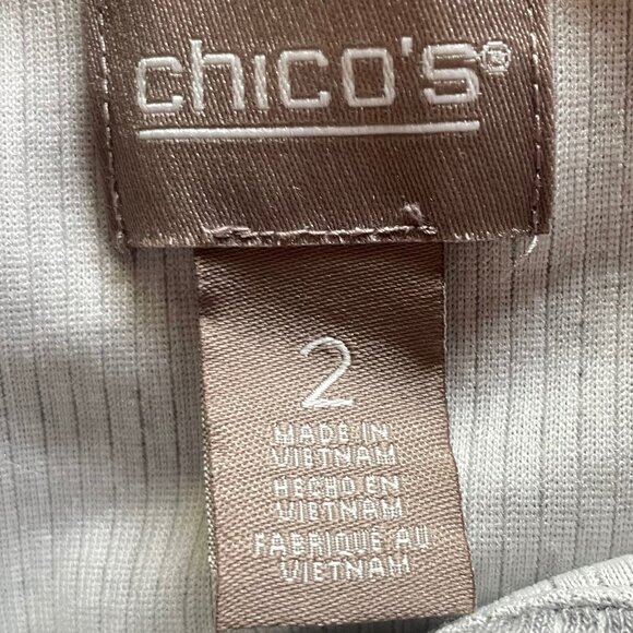 Chico's Gray Sweater‎ with Asymmetrical Neck With Snaps Collar Size 1 Medium - Picture 4 of 6